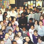 JA with school kids, c1996